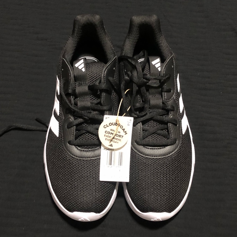 Adidas Women's Cloudfoam Flex - Laces Black/White Shoe Sneaker, Size 8.5